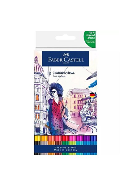Faber Castell Goldfaber Aqua Çift Uç Markör 18’li, Yüksek Pigmentli, Kalıcı v...