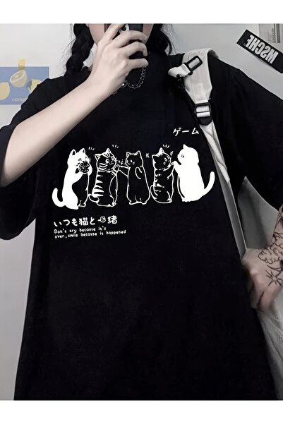 AZIZI TEKSTIL Anime Printed Stylish Άνετο μπλουζάκι μεγάλου μεγέθους - Μαλακό