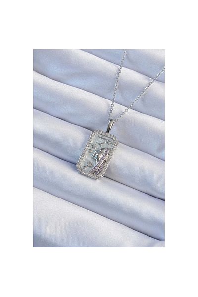 Skygo Silver Colored 316L Tarot Necklace with Zircon Stones - Face Figure Tj-Bko9240