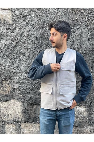 BAW COMPANY Men's Summer Linen Fabric Hunting Vest Multi Pocket 7 Pockets