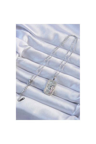 Skygo Silver Colored 316L Tarot Necklace with Zircon Stones - Face Figure Tj-Bko9240