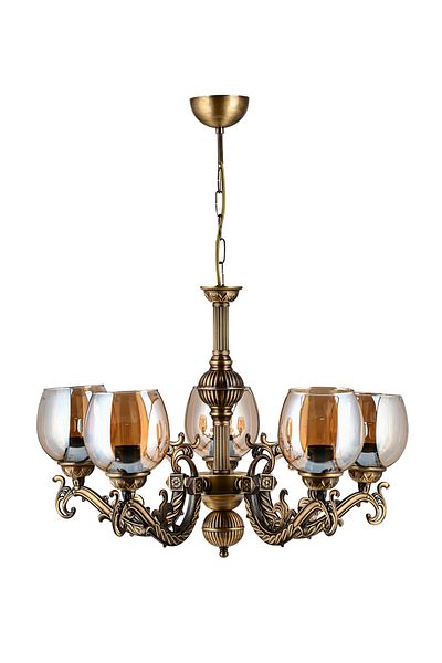 DEDE FIVE-ARMED SAVA ZAMAK CHANDELIER WITH HONEY COLOR GLASS