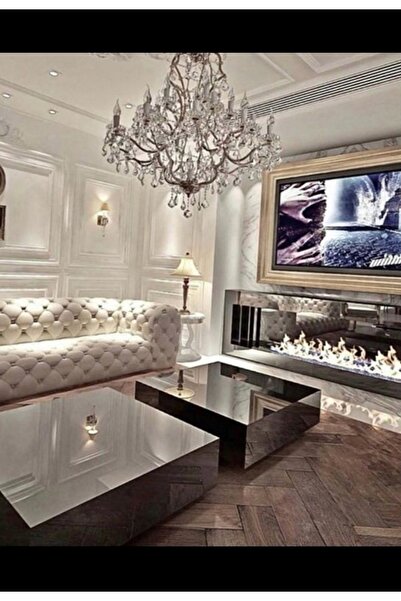 LUXURY VİLLA LUXURY KOMPLE FÜME AYNALI 2Lİ ORTA SEHPA 90X90 YÜKSEKLİK 30CM