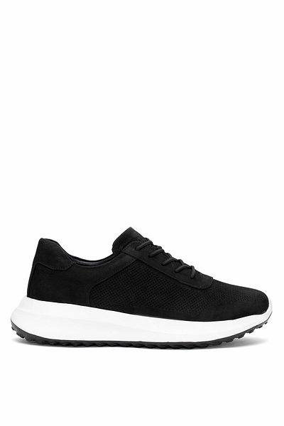 Ayakkabı Fuarı Elit 25YNbl5002N Ανδρικά παπούτσια casual από γνήσιο δέρμα Nubuck Μαύρα