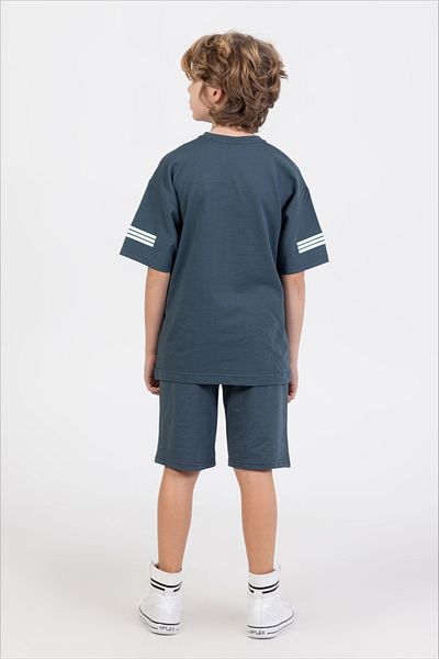 Ruhat Kids Boy Oversized Striped Bottom Top Double Set