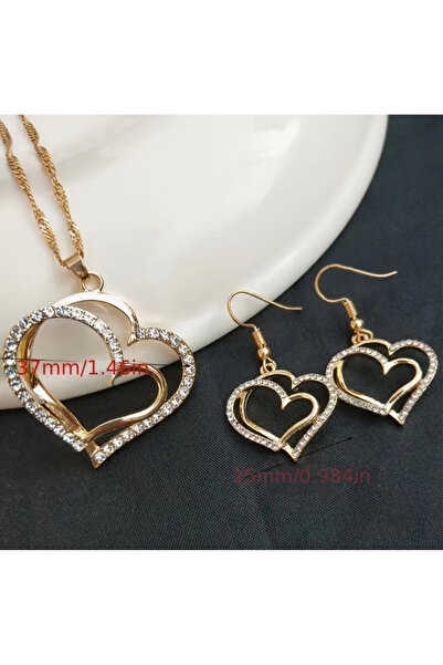 So Iconic Very stylish and high quality heart shaped golden necklace and earring set