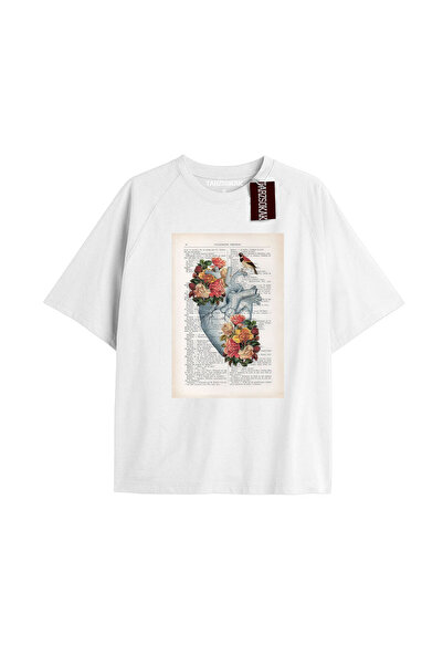 Adrift تي شيرت مضلع على شكل قلب للرجال/النساء للجنسين، أسود، كود 68