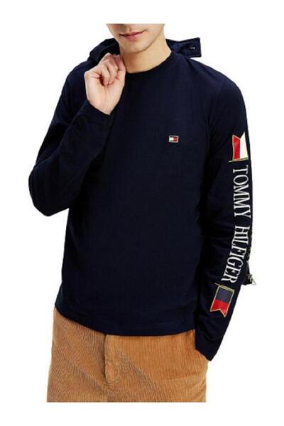 Tommy Hilfiger Long Sleeve Mirrored Flags - Tmavomodrá Regular Fit