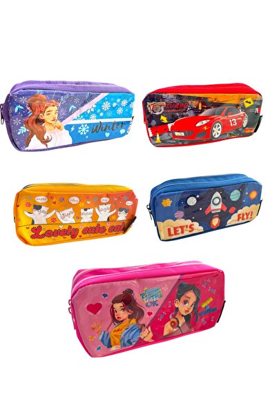 Kalemlig Kl24-07 Patterned 2 Compartment Pen Bag