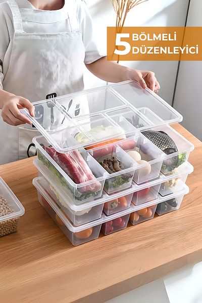Hesaplı Kasa 5 Compartment Refrigerator Organizer, Freezer Organizer, Freezer Organizer