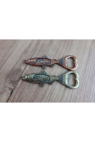 yeşiliseviyorum Yellow & Brown Copper Magnet, Fishlake Souvenir Bottle Opener