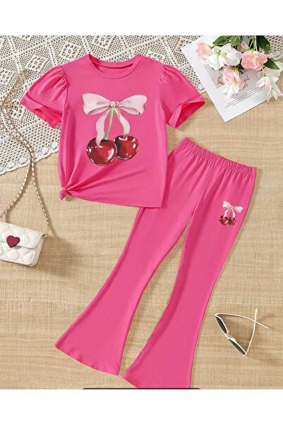 VESTIR BIEN Детски комплект от 100% памук с принт на череши, състоящ се от пр...