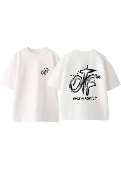 Anetos Tricou oversize alb din bumbac Only The Family cu design pe spate