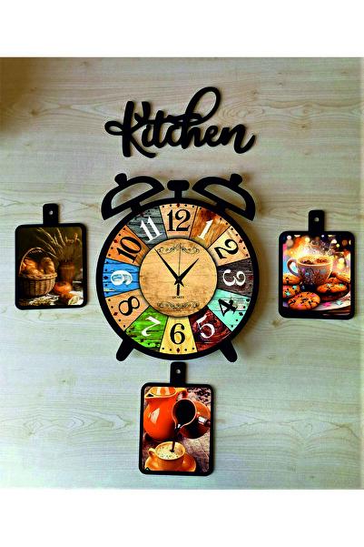 Bilge Lazer Bilge Ahşap RETRO TASARIM Dekoratif Mutfak Saati (kitchen)