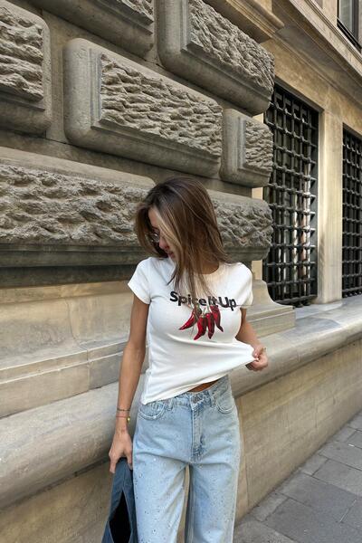 mylove Spice Papper Print Tshirt White