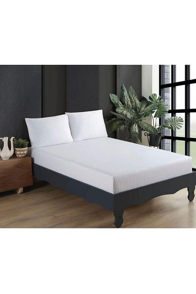 Cottonest Cotton Satin Fitted Sheet Set with 2 Pillows 180 X 200