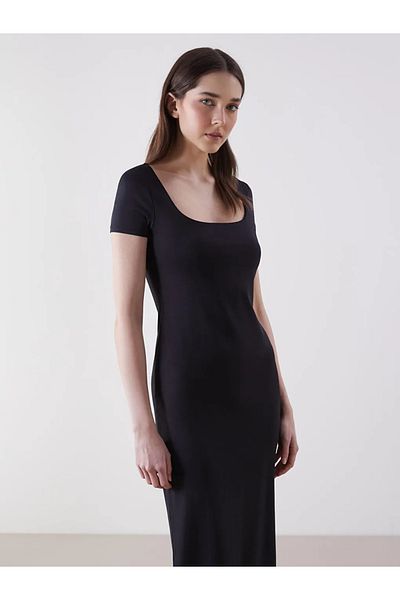 LC Waikiki Lcw Vision Black Square Neck Bodycon Dress