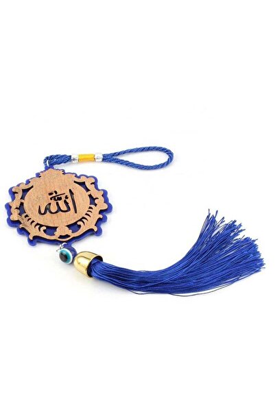 Generic شرابة إسلامية خشبية للتعليق على الحائط والباب باللون الأزرق 36 × 9 سم