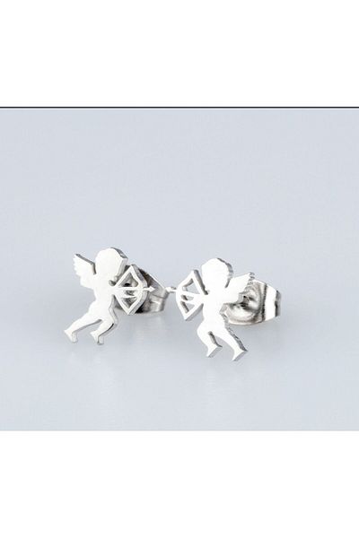 Piercing Market Steel & Silver 1 Pair of No Fade, Tarnish & Gift Earrings with Steel Studs
