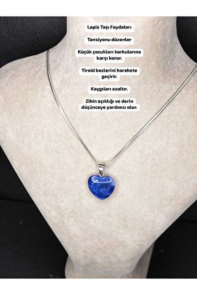 Lio20 Lapis Lazuli Taşı Doğal Taş Kolye Çelik zincirli Kararmaz