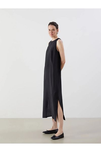 LC Waikiki Lcw comfort black crew neck modal blend dress