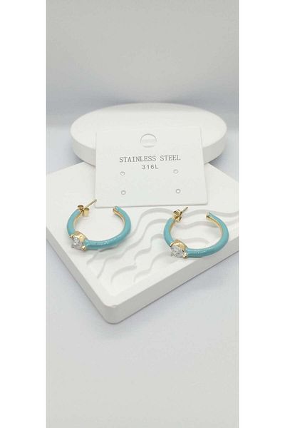 ndjewelry اللون الأزرق القلب حجر هوب القرط