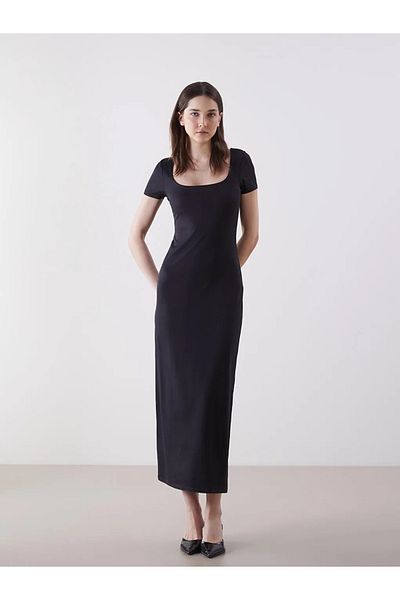 LC Waikiki Lcw Vision Black Square Neck Bodycon Dress