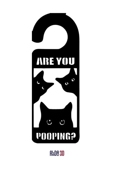 epoksi Bathroom Warning Sign with Cat Figure - Are You Pooping?