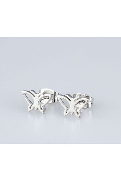 Piercing Market Steel & Silver 1 Pair of No Fade, Tarnish & Gift Earrings with Steel Studs