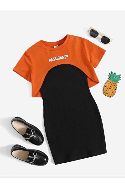 VESTIR BIEN Страстна печатна кафява рокля за деца от 100% памук