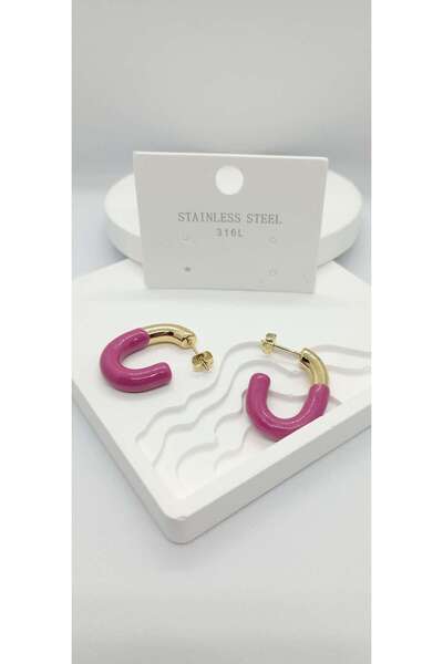 ndjewelry Pink Color Summer Steel Earrings