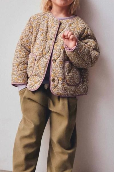 Kidmark Çocuk Modası Girl's Floral Quilted Seasonal Coat Jacket