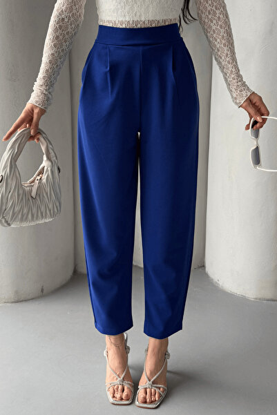 Paw Garage Pantaloni harem scuba, țesătură creponată, potrivire confortabilă