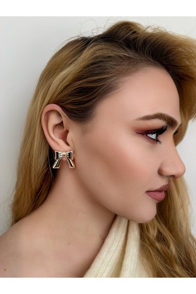 Miyoste Women's Gold Color Bow Earrings