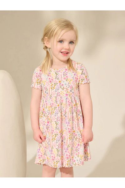 Next Baby Rainbow Butterfly - Blue - Flower - Short Sleeve Jersey Summer Dress