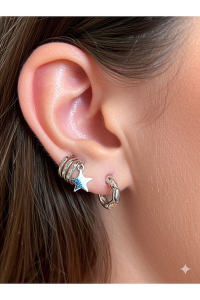 Miyoste Women's Silver Color Earrings and Silver Color Hoop Earrings