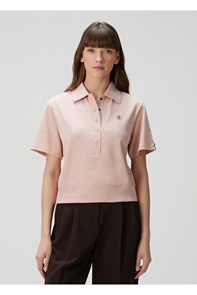 MONCLER GRENOBLE Gren Dynamics Açık Pembe Polo Yaka T-shirt