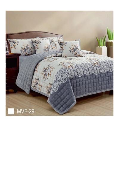 Red Rose Susan Summer Printed Microfiber Compressed Bedspread - 6 Pieces for Two People