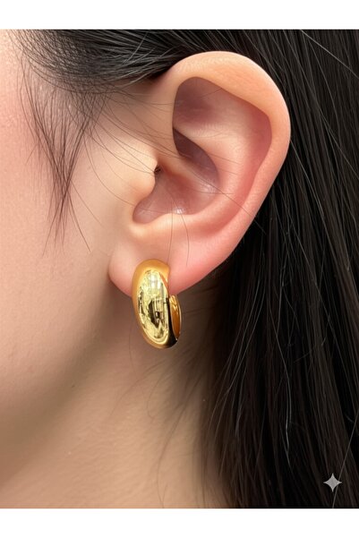 Miyoste Women's Gold Color Steel Hoop Earrings