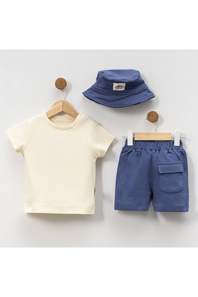 Bolly Baby Summer 100% Cotton Safari Hat Baby Boy 3 Piece Set