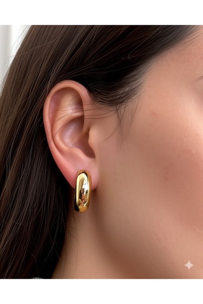 Miyoste Women's Gold Color Steel Hoop Earrings