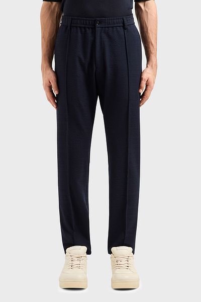 Emporio Armani تمتد منتظم صالح عالية الخصر مستقيم الساق مربعات المنسوجة السراويل الرجال السراويل EM 000440