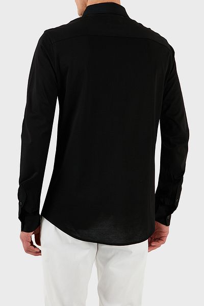 Armani Exchange 100% Cotton Regular Fit Plain Collar Shirt Men's Shirt