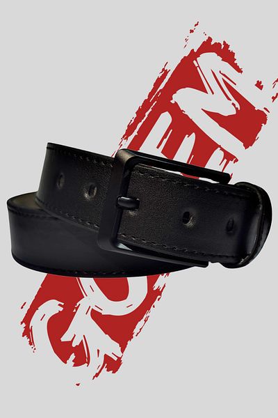 GOLEM Black Stitched Men's Belt, Suitable for Jeans, Fabric and Canvas Pants, 4cm Belt