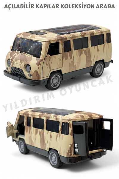 FEN TOYS Classic Collection 11 cm Metal Metal Pull Drop Bus Minibus Car 3 Doors and Trunk Opens