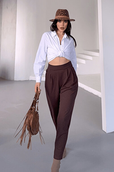 Paw Garage Scuba Harem Pantolon, Krep Kumaş, Rahat Kalıp