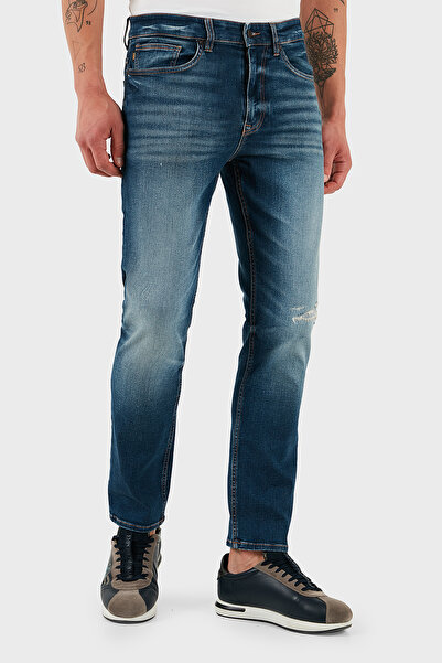 BOSS Streç Pamuklu Regular Fit Normal Bel Düz Paça Jeans Erkek KOT PANTOLON 50534683 405