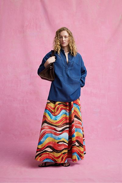 Touché Privé Tunic with Shirt Collar Denim Effect
