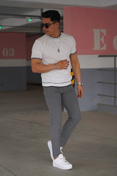 JACK CAPRİO Men's a Quality Old Money Cotton Lycra Flexible Belt Fabric Pants
