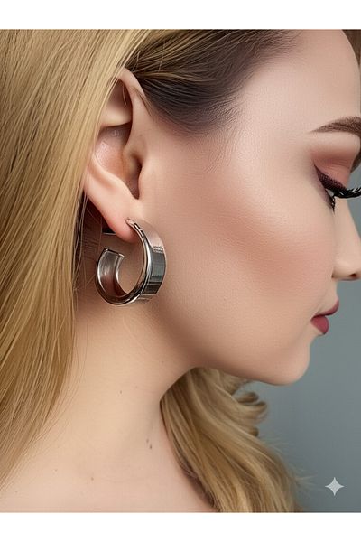 Miyoste Women's Silver Color Hoop Earrings